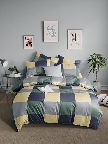 Постельное белье Green cage, бязь, клетка, мультиколор